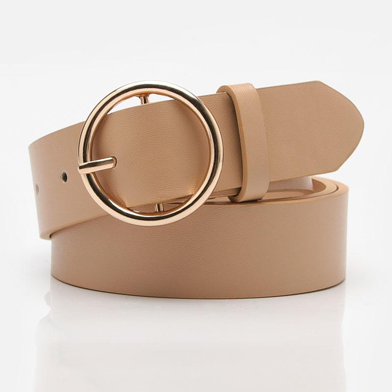 Women's Belt, Round Buckle Casual Simple and Versatile Women's Jeans Accessories Belt, Women's