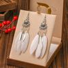 Vintage Ethnic Bohemian Crystal Beads Handmade Feather Tassel Women Earrings Long Drop Dangle Boho Jewelry Pendientes Mujer