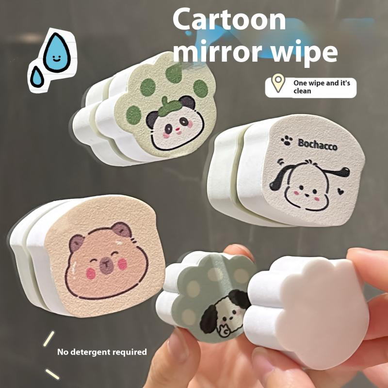 1/5Pcs Cute Cat Claw Glass Cleaning Brush Mirror Glass Wipe Adhesive Removal Magic Sponge Cleaner For Kitchen Bathroom