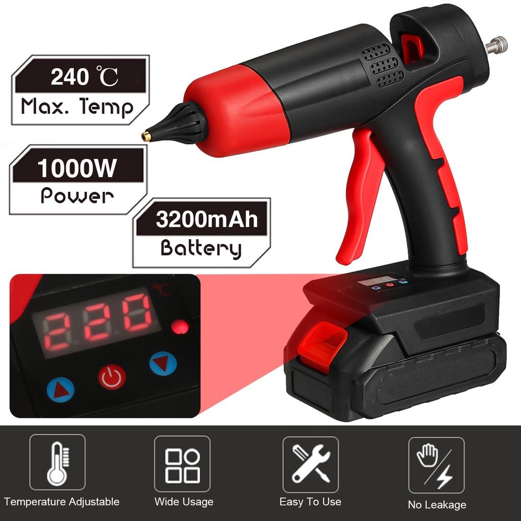 1000W 21V Cordless Hot Melt Glue Gun Rechargeable Li-ion Battery Copper Nozzle DIY Repair Tool