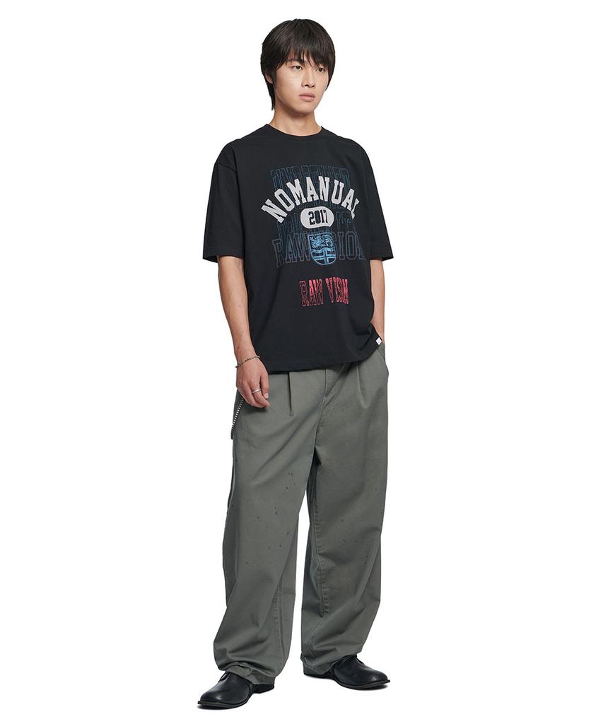 Nomaenyueol Painted Two Tuck Pants - Khaki Gray