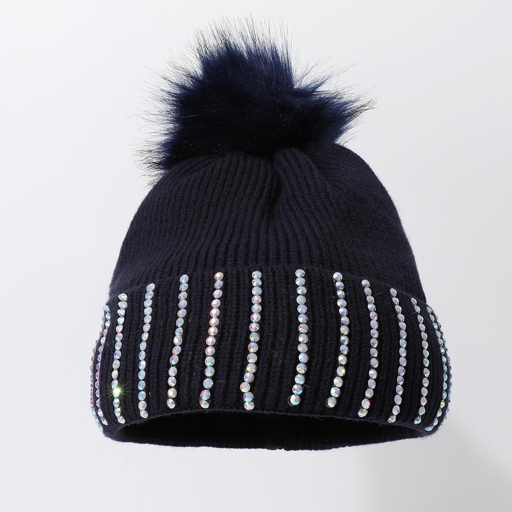 Knitted Hat Thickened Cold-Proof And Warm Wool Ball Pullover Hat Winter Outdoor Stacking Hat