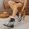 Fashion Winter New Thick Heel Cotton Boots Women's Fashion Round Head Cow Color Back Zipper Comfortable Short Boots