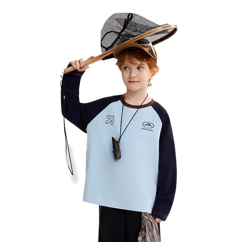 ASK JUNIOR Boys  Green Color-Block Long Sleeve T-Shirt 160