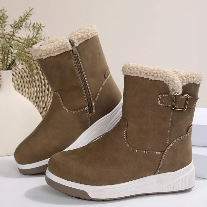 Women Platform Boots  Winter New Keep Warm Casual Thickened Fluff Flats Boots Fashion Outdoor Sports Comfortable Snow Boots
