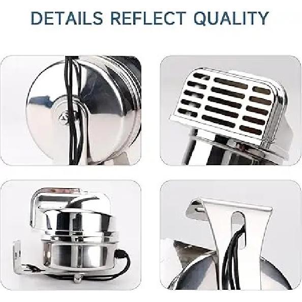 Klaxon Bas Ton en Acier Inoxydable pour Bateaux Klaxons de Voiture Imperméables pour Navires Klaxons de Moto 12V Super Bruyants avec Support de Base pour Sa