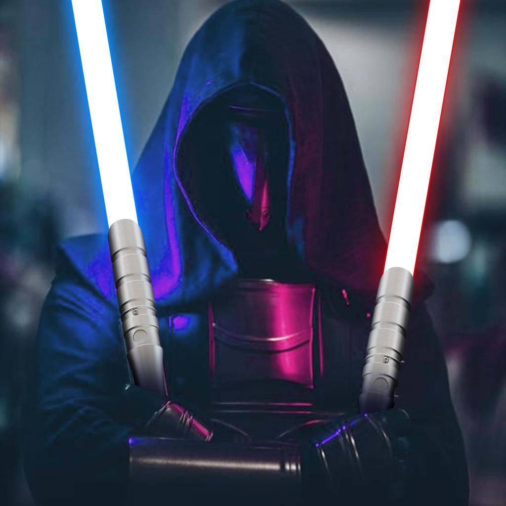 YDD Lightsaber with LED Metal Force Sound Rechargeable Sword Hilt and Ice Blue Blade, Hilt, FX, Effects, Sensor, Light-Up (Silver Blade)