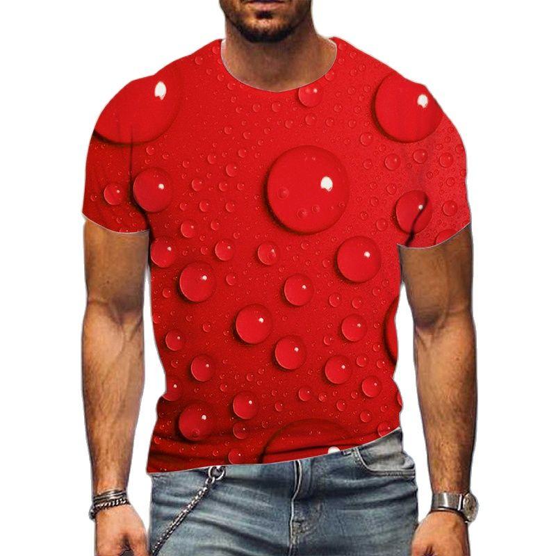Letní trička s 3D potiskem vodní kapky Streetwear Pánská móda Ležérní Harajuku Nadměrné tričko s kulatým výstřihem Trička Topy Oblečení