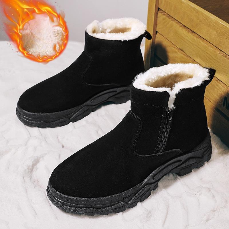 

Мужские зимние ботинки, зимняя мода, бархатные теплые хлопковые ботинки, повседневные короткие ботинки для отдыха на природе, ботинки для ходьбы 39 чёрный