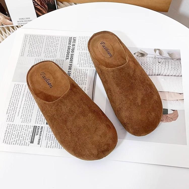 Lazy shoes French retro outer wear Boken shoes slippers one pedal versatile casual half drag early spring new bag head drag