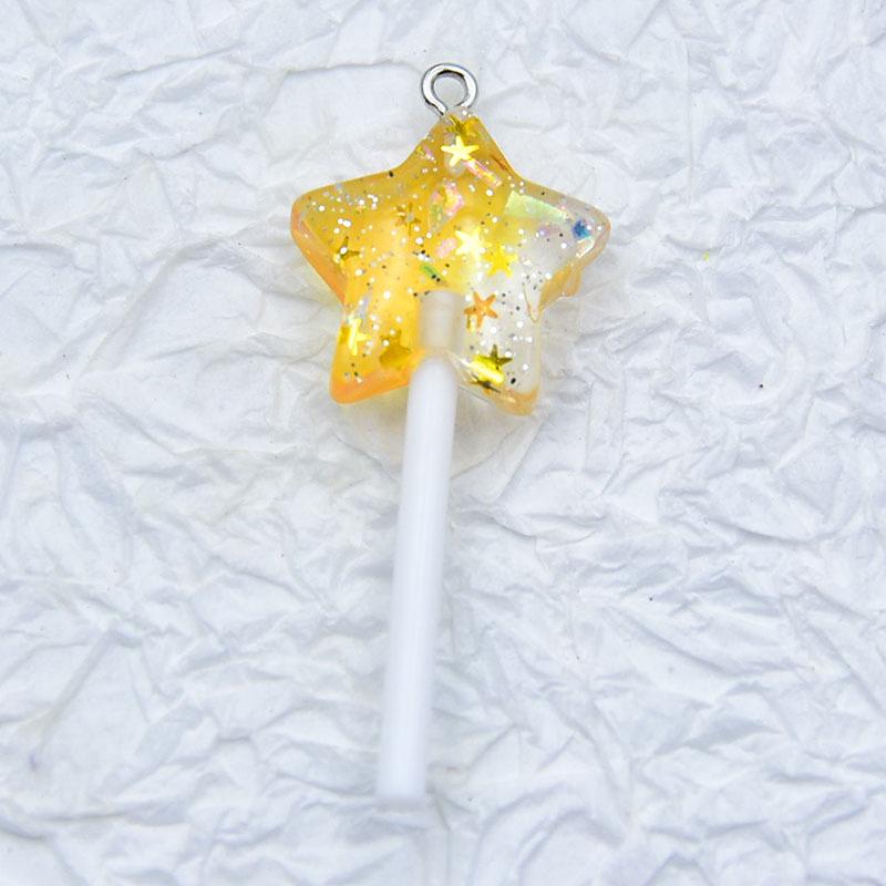 Two-Color Resin Glitter Star & Seashell Lollipop Earrings/Pendant DIY Accessories