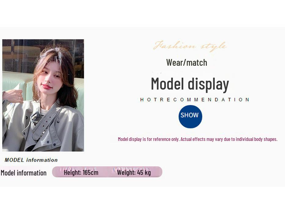 Women's Korean-Style Gray-Green Windbreaker Jacket, Autumn 2024 High-End Mid-Length Coat