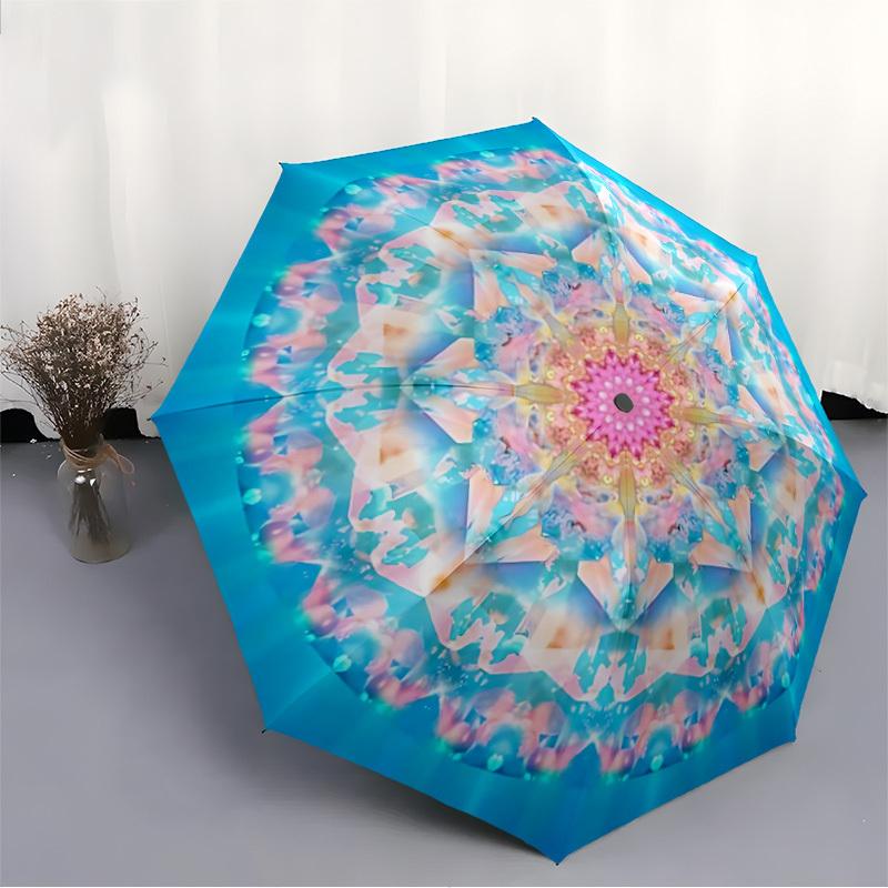 1pc Mandala Art Automatic Folding Umbrella, 8-Rib Iron Frame, Casual Outdoor Accessory for Birthday Festival Gifts Yy251128118
