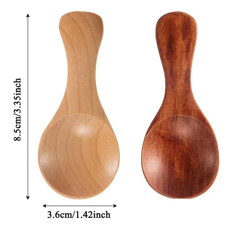 1/10Pc Short Handle Small Wooden Spoons Tea Honey Coffee Kitchen Spice Condiment Salt Sugar Enduring Mini Baby Spoon Accessories4