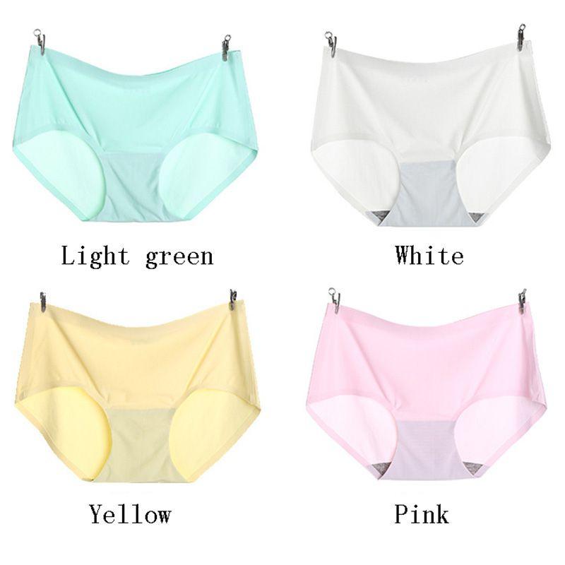Luxurious Women Seamless Panties Ice Silk Mid Waist Briefs With Timeless Style