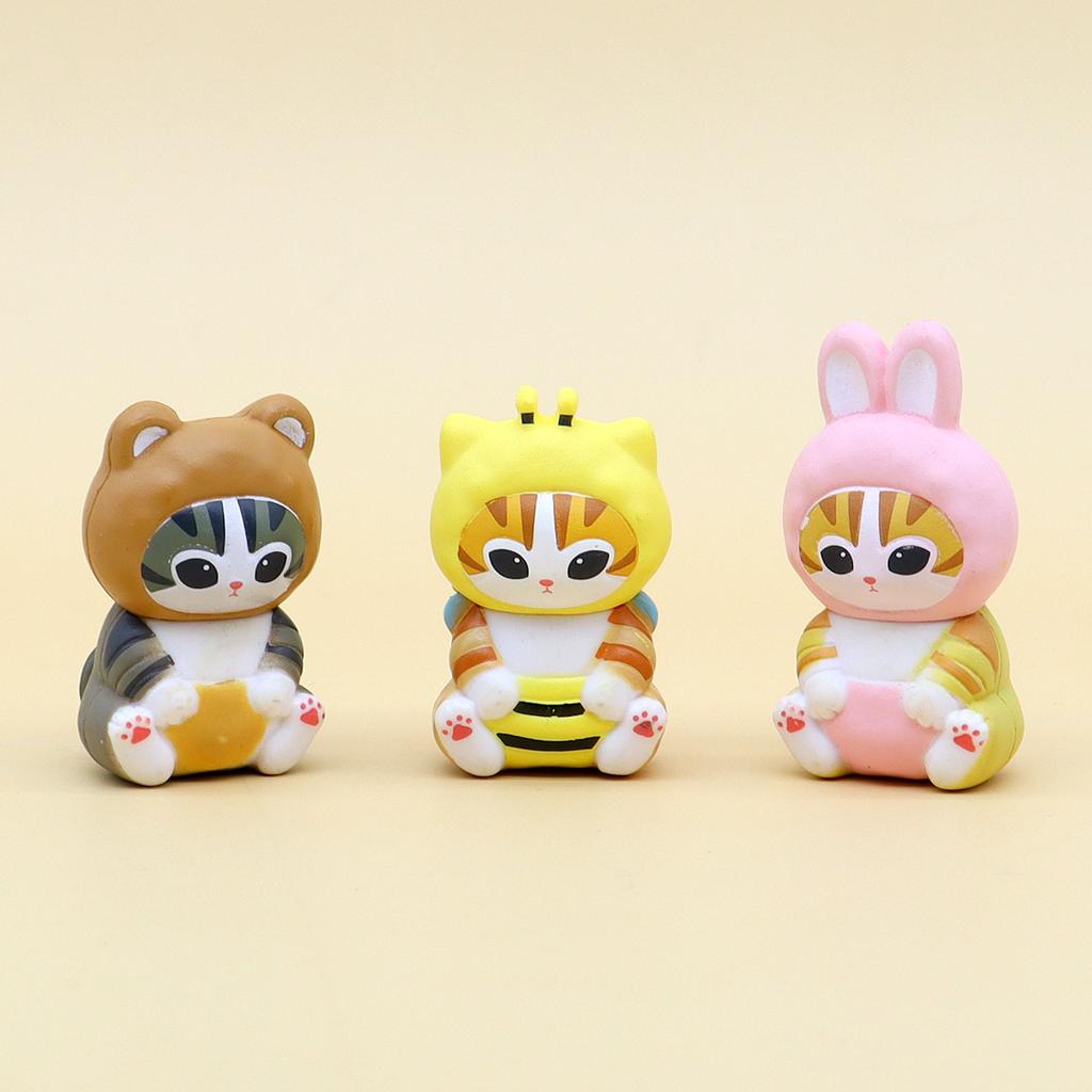 Cat Wearing Headgear Cute Animal Costume Model Pvc Figure Decoration Doll Capsule Toy Gift