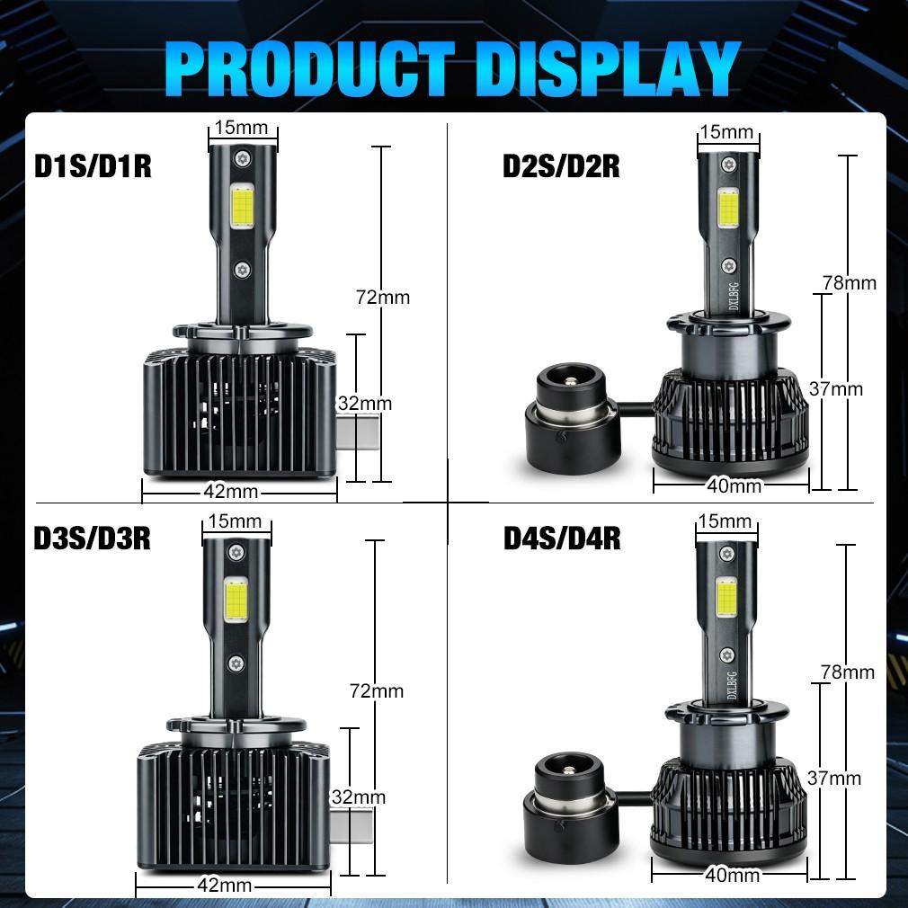2 Stück 60000Lm 130W D1S D3S D2S D4S LED-Scheinwerferlampen 6500K Weiß D1R D2R D3R D4R Auto Turbo Licht mit dualem Kupferrohr-Lampenkörper