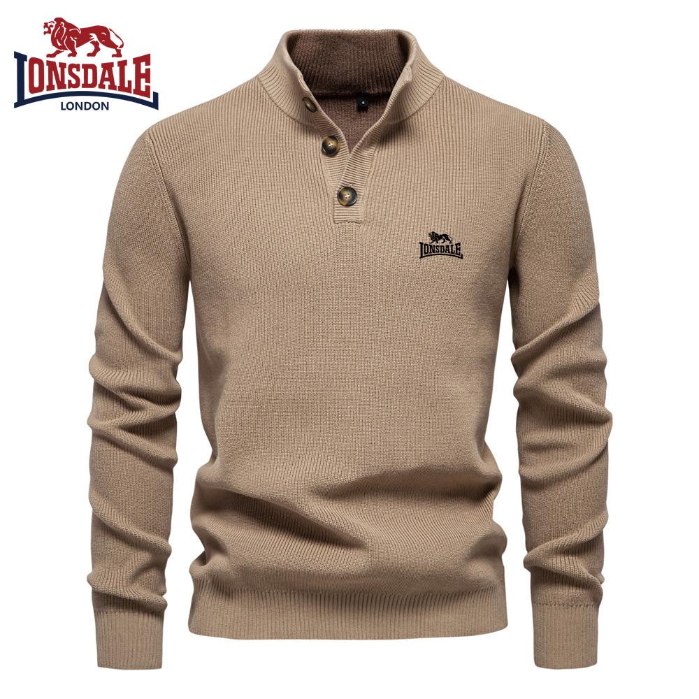 

Lonsdale Осень-Зима Новый Вышитый Свитер Стойка Воротник Мужской Высококачественный Деловой Свитер Однотонный Повседневный Вязаный Свитер S
