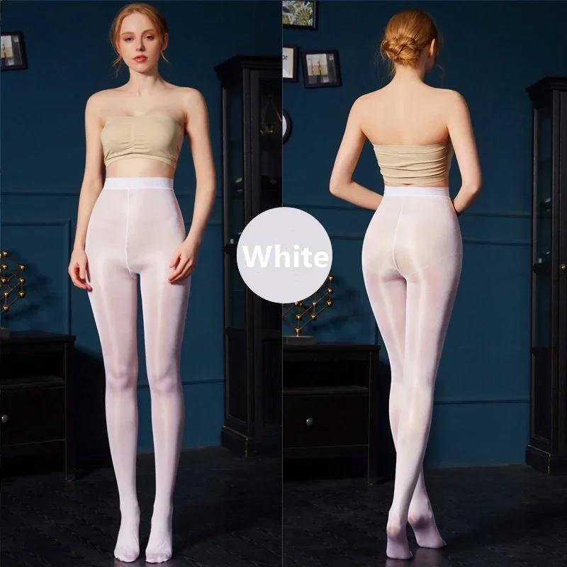 New 70D Oil Shiny Elastic High Waist Silk Pantyhose Sexy Womens Plus Large Size Stocking Thin Tights Club Stree Summer Wear