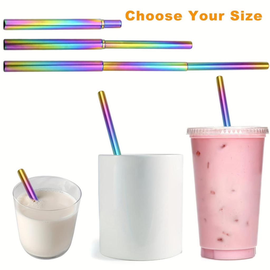 Reusable Telescopic Straw 304 Stainless Steel Suction Tubes with Cleaning Brush Portable Drinking Straw Set for Travel with Case