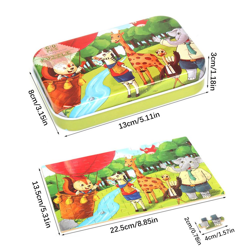 60dílné puzzle Montessori hry Kreslené zvíře Vozidlo Dinosauří puzzle pro děti Vzdělávací hračky Dětský vánoční dárek