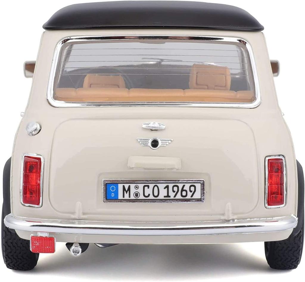 Bburago Scale Mini Cooper 1969 Cream Diecast Model Car 1/18