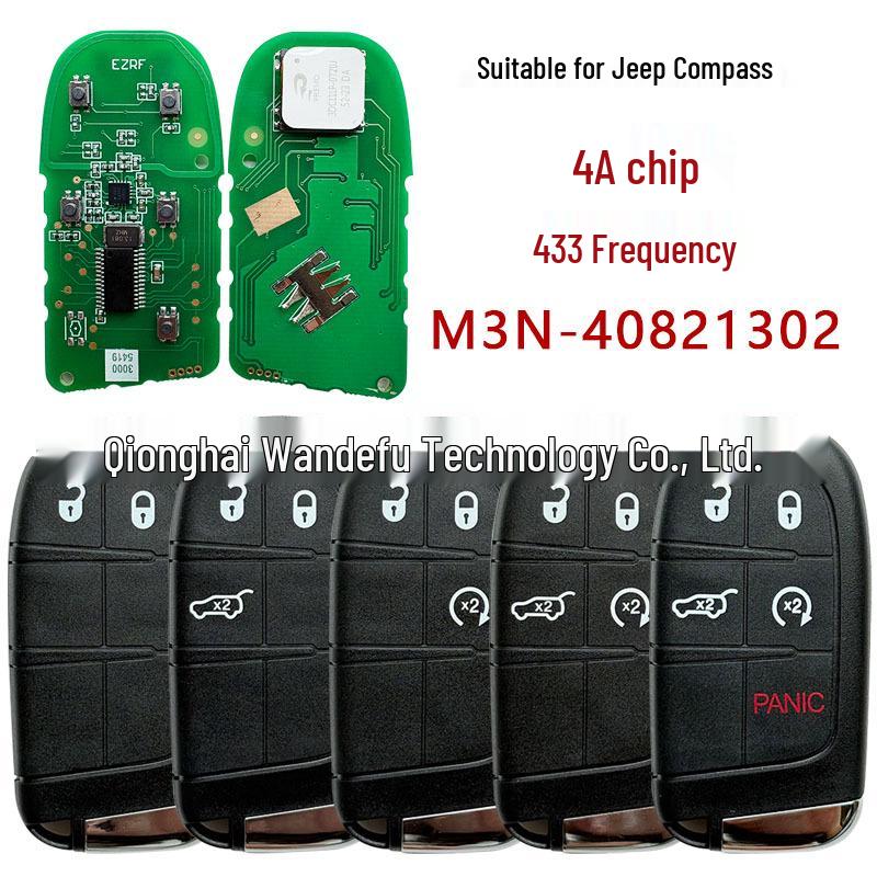 M3N-40821302 4A Chip 433MHz for Jeep Compass Remote Key with SIP22 Blade
