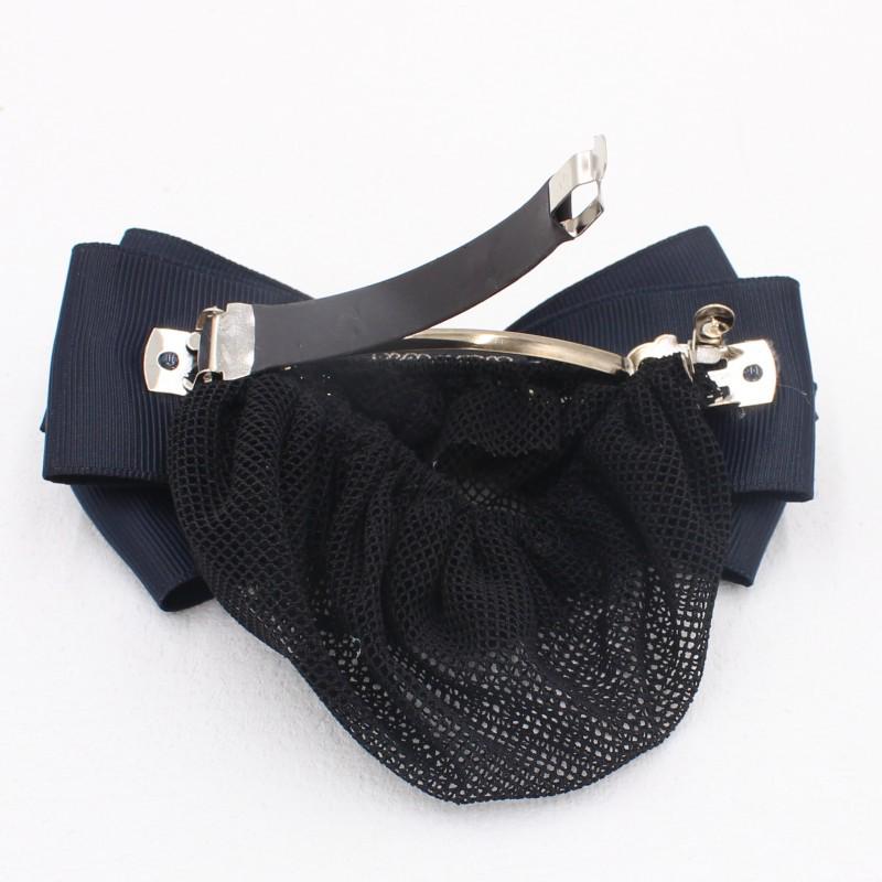 Korean Style Bow Flower Hair Net Bun Clip for Professional Work - HF315