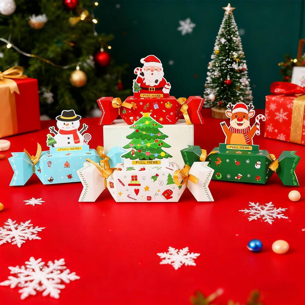 8pcs Christmas Money Pull Pouch Funny SurpriseBox Money Gift Box Money Pull Box With 80 Transparent Bags For Kids Adults