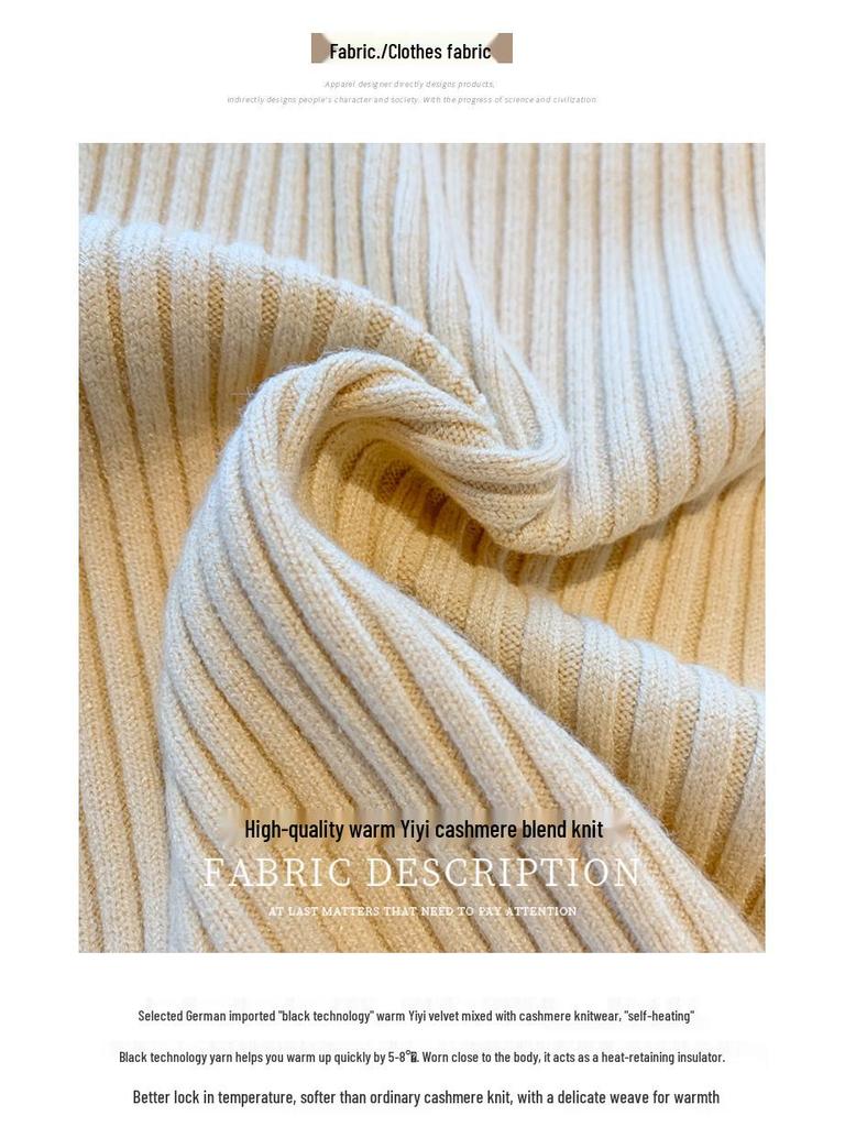 Women's White Knit Sweater: Half High Neck, Versatile Inner Wear for Autumn/Winter 2025