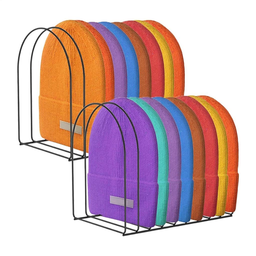 2 Pieces Hat Organizer Metal Caps Storage Holder Hat Rack Display Stand Bookshelf Storage Racks Desktop Storage Racks