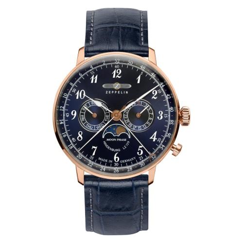 Zeppelin Casual Watch LZ129 Hindenburg Moon Phase 7038-3 Men's Navy