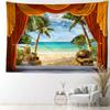 Imitation Window Coconut Tree Landscape Tapestry Wall Hanging Natural Art Landscape Bohemian Bedroom Living Room Home Decor