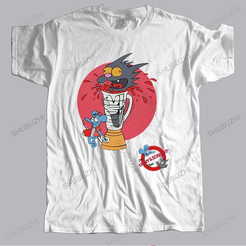 

Hot sale homme summer tshirt brand oneck tshirts Rare Vtg 90S The Itchy Scratchy Fashion cotton Unisex Teeshirt Euro size S
