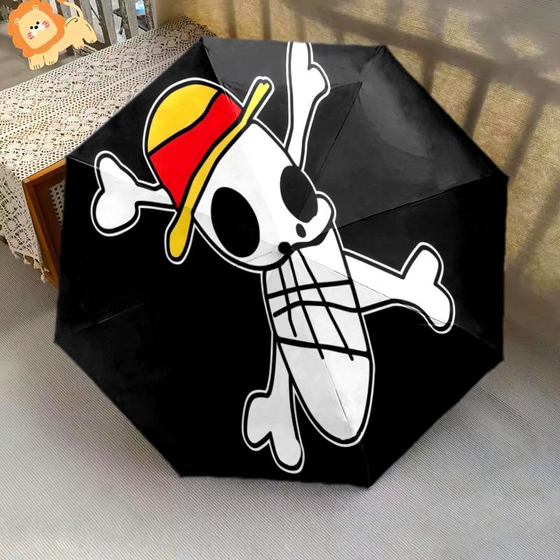 1 PC Automatic Folding Umbrella - One Piece Logo Pattern Portable Foldable Design With 8 Ribs Christmas Birthday Gifts