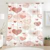 1PCS Pink and White Patterned Heart-shaped Gauze Curtain   Romantic Valentine's Day Style   Suitable for Bedroom and Living Room