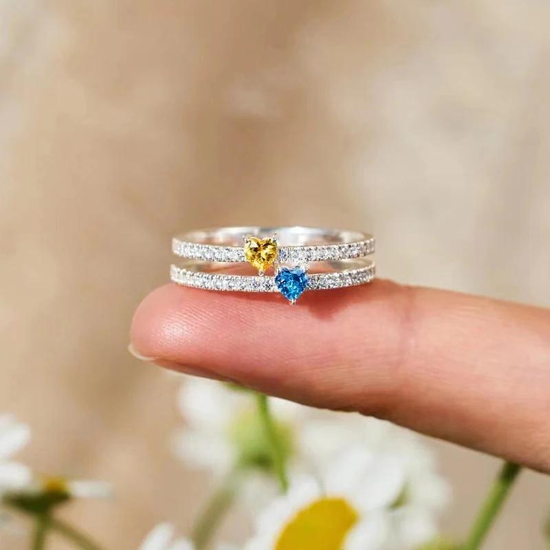 Huitan Dainty Lovely Heart Cubic Zirconia Rings for Women Simple Stylish Shiny Finger Accessories Modern Chic Party Zircon Hot
