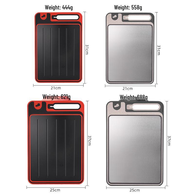 304 Stainless Steel Double-Sided Cutting Board with Sharpener, Wheat Straw & Plastic Kitchenware.
