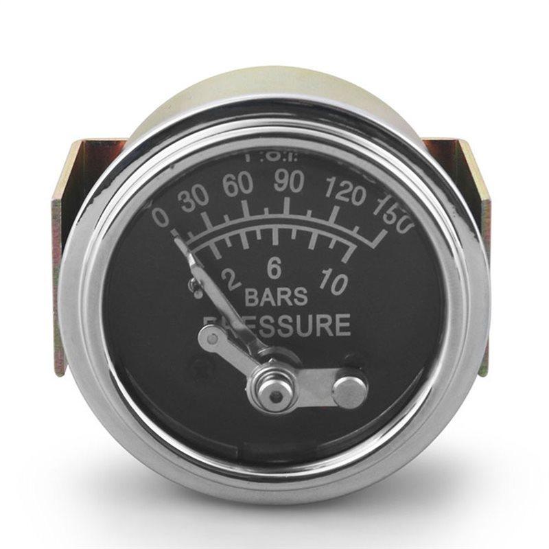 Car Meter 2" 52Mm Mechanical Oil Press Pressure Gauge 0-150PSI/0-10Bar Manual Alarm Setting Yellow Light 1/8NPT Connection