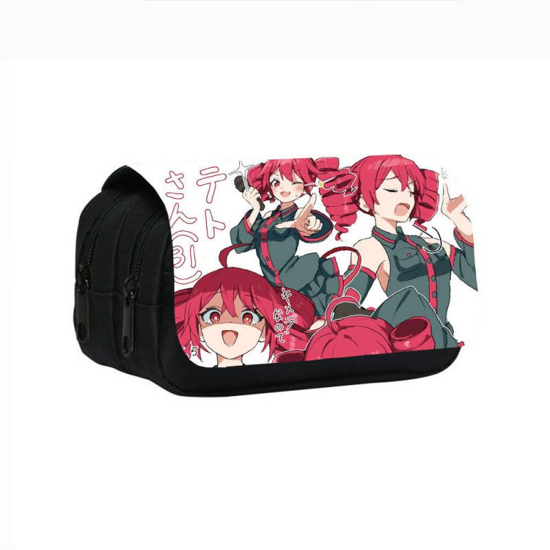 Kasane Teto Double Layer Pencil Case With Nylon Material For Students And Office Use