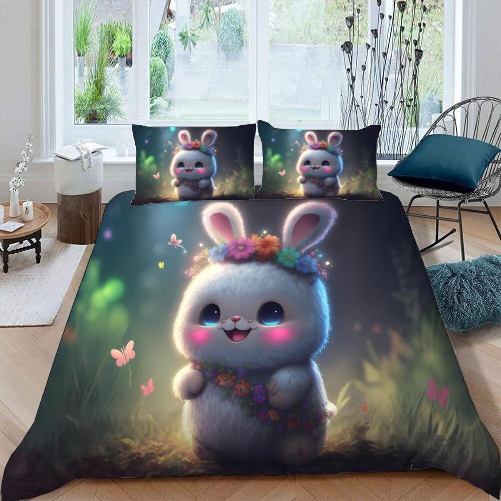 3D Tiger Rabbit Snake Pig Snail Unicorn Chick Fish Doona Duvet Quilt Cover Set