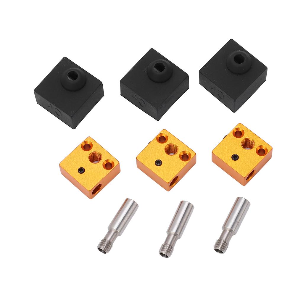 3 Sets 3D Printer Part Silicone Sock Aluminum Heater Block Stainless Steel Throat for MK7 MK8