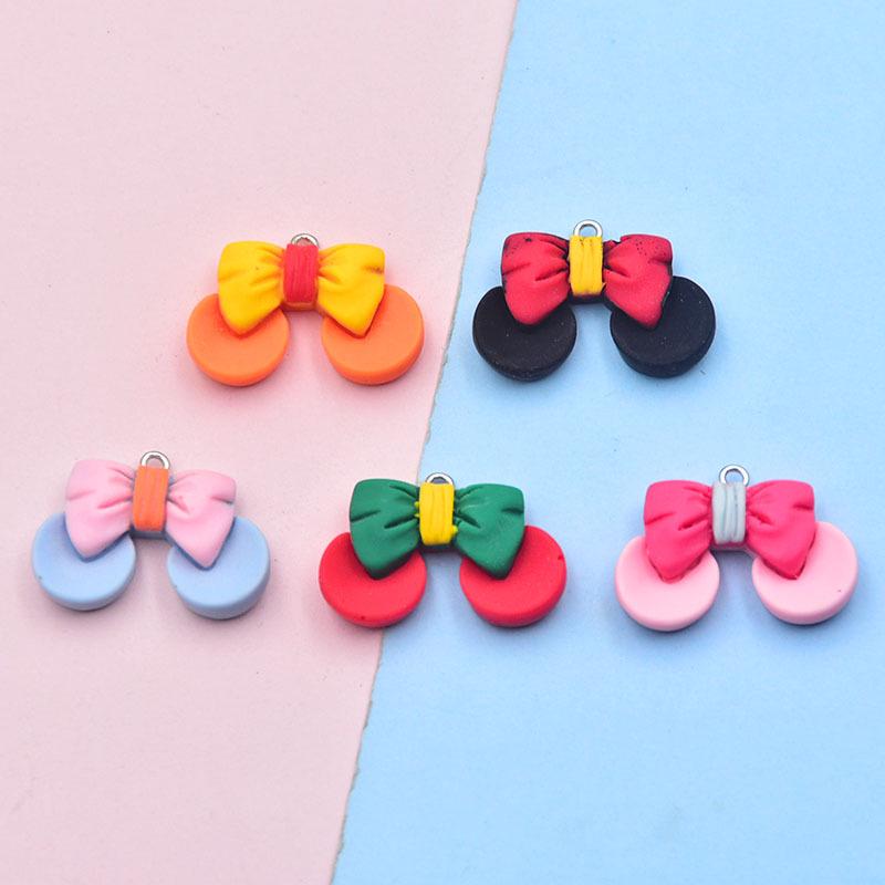 Two-Color Bow Resin Earring & Keychain Pendant - DIY Jewelry Accessory чёрный