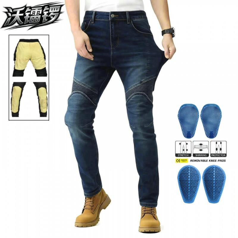Mens Motorcycle Riding Pants With Kevlar Reinforcement Anti-Slip Crash Protection Cotton Outdoor Biker Trousers