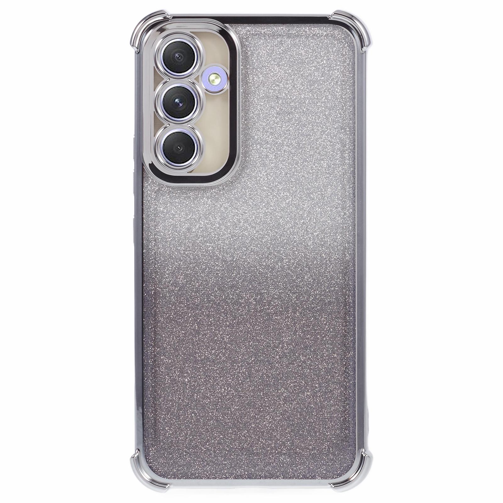 

For Samsung Galaxy A15 4G/5G Case Corners Shockproof TPU Glitter Phone Cover Silver