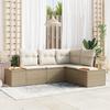 VidaXL 4-Piece Garden Sofa Set with Cushions Beige Poly Rattan Acacia 3348077