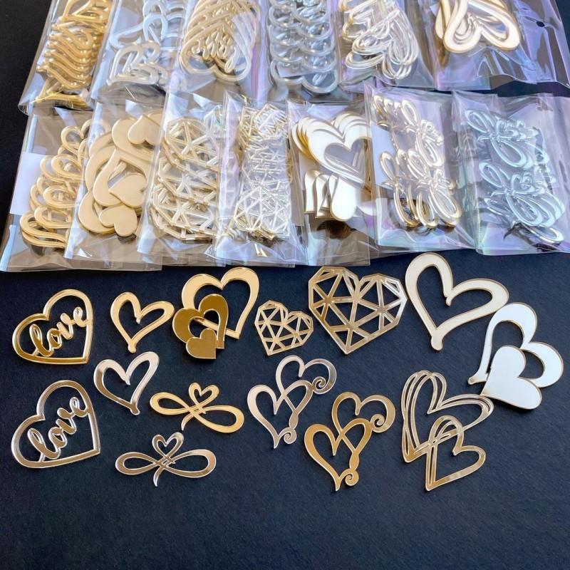 9 designs Ins Style Love Heart Acrylic Cake Topper Birthday Valentine's Day Cake Decoration Wedding Cake Side Acrylic Insert