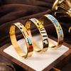Bracciale Geometrico Aperto in Metallo Color Oro Acciaio Inossidabile Smaltato Vintage, Gioiello da Polso Geometrico Allargato Apribile, Regalo Quotidiano da Polso per Donna