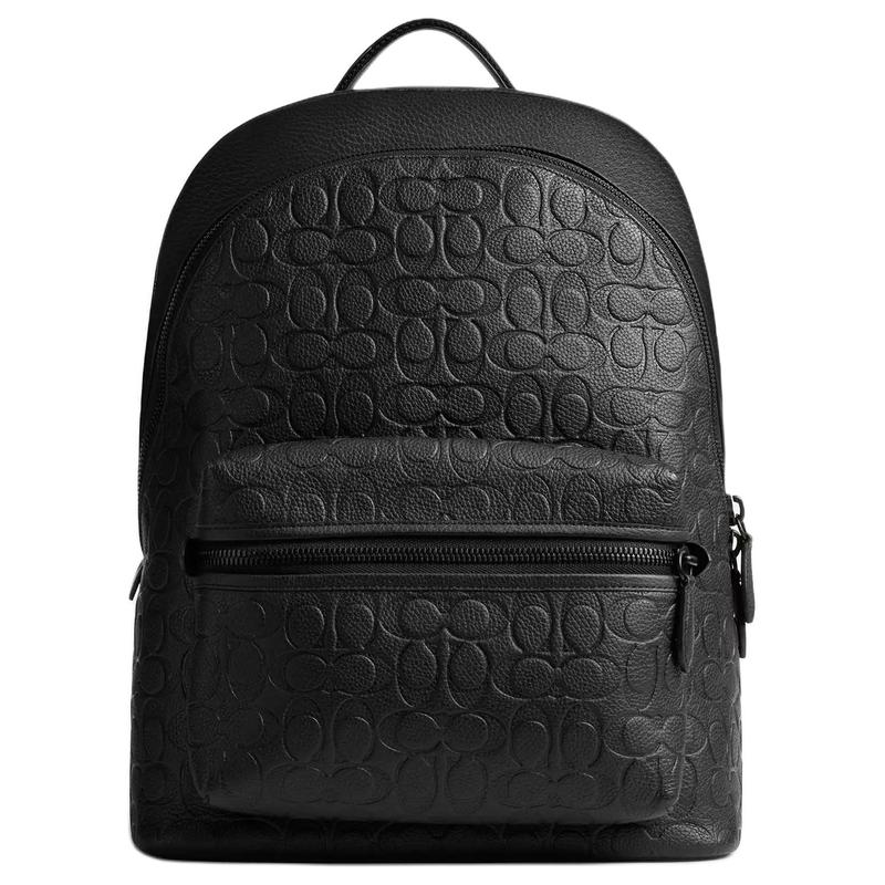

COACH Charter 30 embossed logo double zipper closure classic presbyopic pebble leather travel bag school bag backpack backpack large size men s black чорний