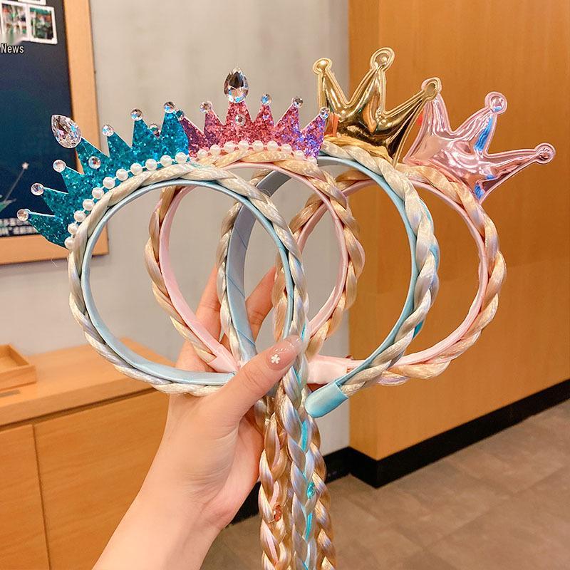 Bevroren Gevlochten Pruik & Prinsessenkroon Haaraccessoires voor Meisjes